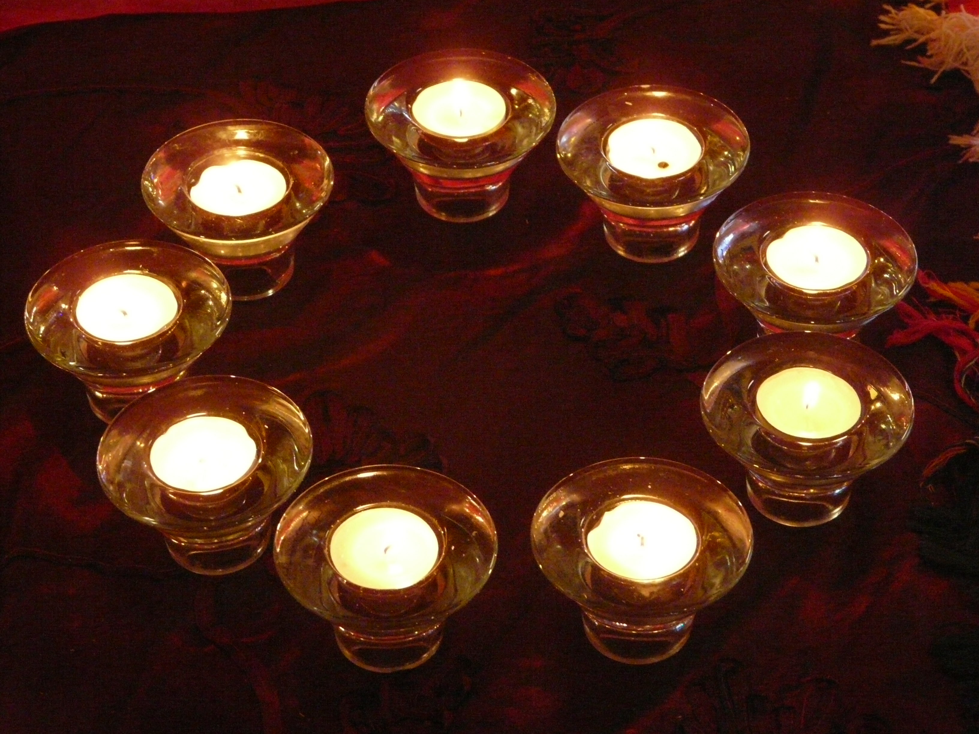 circle of t-lights for a non-religious funeral